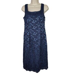SLNY Sequin Tank Dress Evening Cocktail Women Size 8P Blue Special Occasion NEW